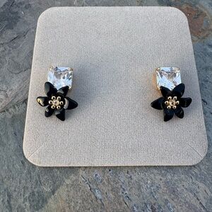 Kate Spade Black and Gold Stud Earrings with Crystal Accents